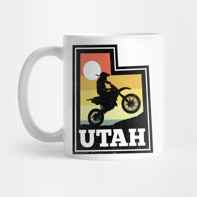 Utah Dirt Bike Vintage Sunset State Shape by DetourShirts